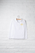 Girls Long Sleeve Peter Pan Polo with Embroidery Logo